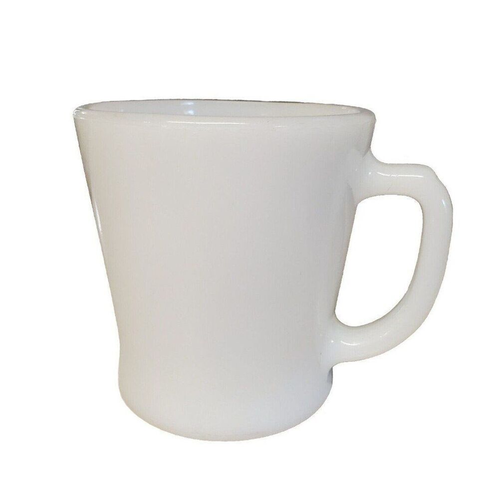 Anchor Hocking Fire King White Milk Glass D Handle Coffee Cup Mug